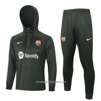 Sweatshirt Tracksuit Barcelona 2023-2024 Kid Green Oscuro