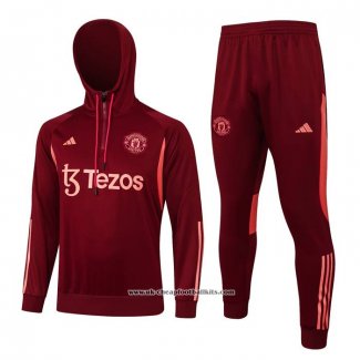 Sweatshirt Tracksuit Manchester United 2023-2024 Kid Dark Red