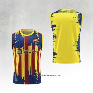 Barcelona Training Shirt 2023-2024 Without Sleeves Yellow and Blue